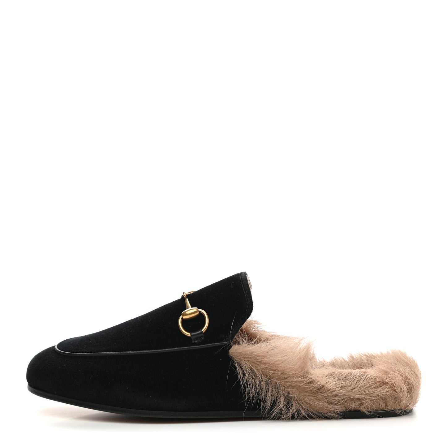 Velvet Fur Womens Princetown Slippers 35.5 Black