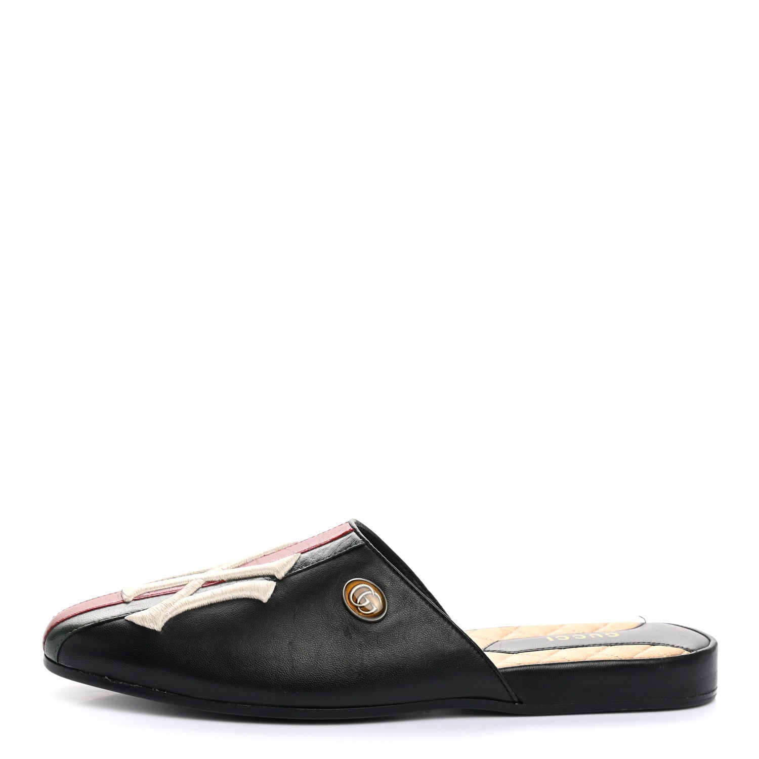 Gucci X MLB Lambskin NY Yankees Embroidered Womens GG Slippers 39 Black 1 of 9