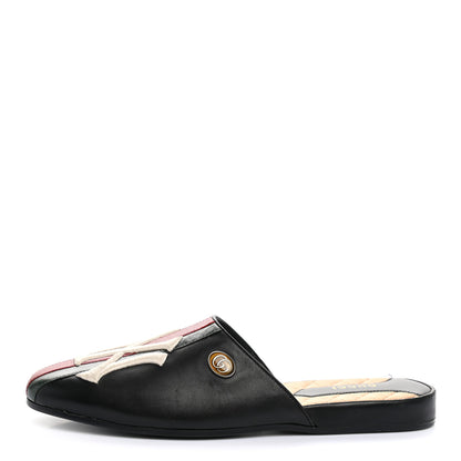 Gucci X MLB Lambskin NY Yankees Embroidered Womens GG Slippers 39 Black 1 of 9