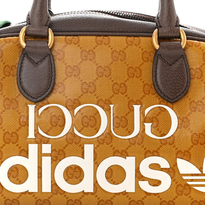 Gucci X ADIDAS Crystal Vintage Monogram Textured Dollar Calfskin Web Trefoil Logo Mini Bowling Bag Mid Natural Nut Off White New Acero 8 of 10