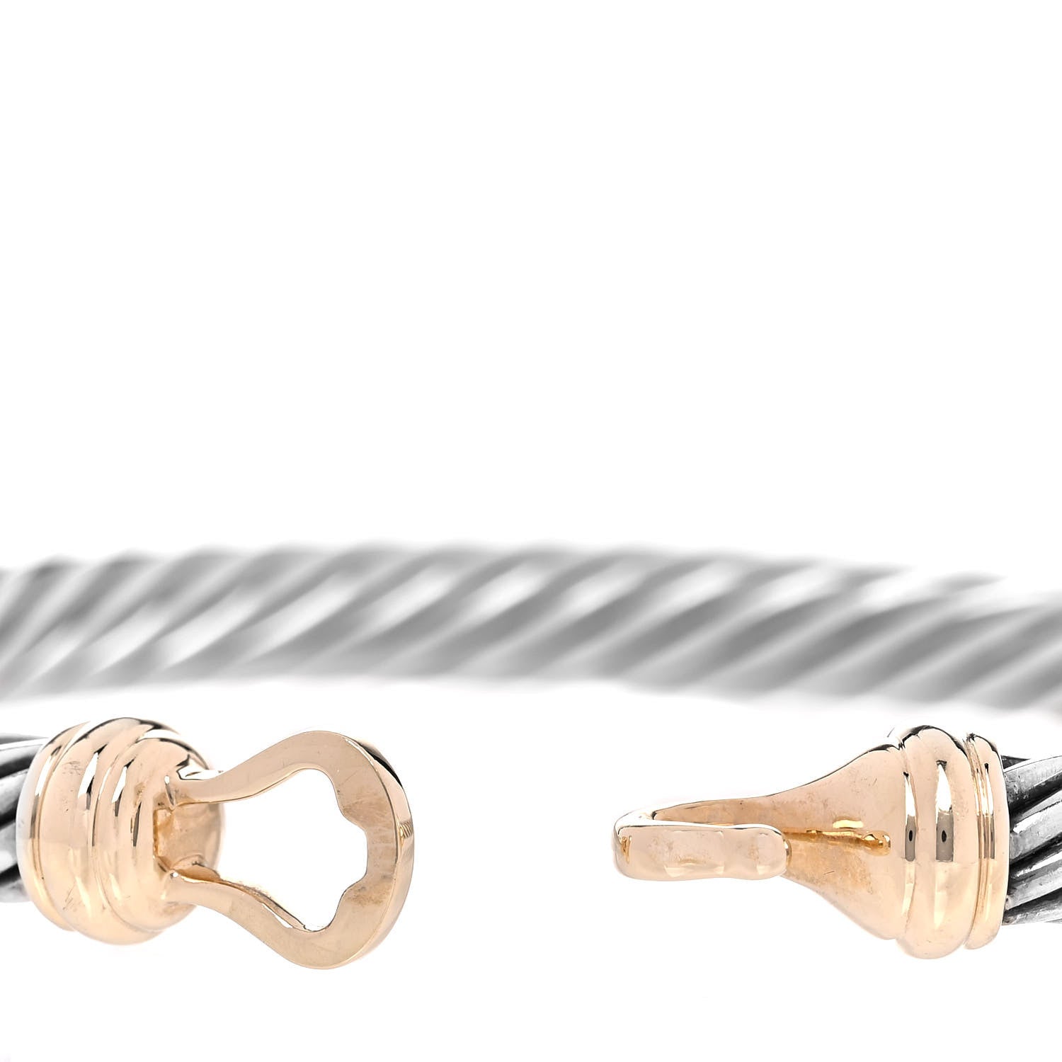 David Yurman Sterling Silver 14K Yellow Gold 7mm Cable Classic Buckle Bracelet 5 of 5
