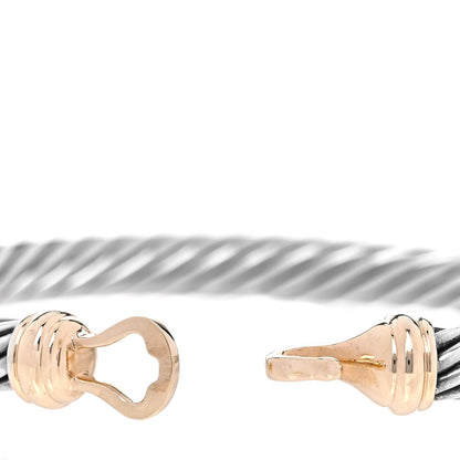 David Yurman Sterling Silver 14K Yellow Gold 7mm Cable Classic Buckle Bracelet 5 of 5