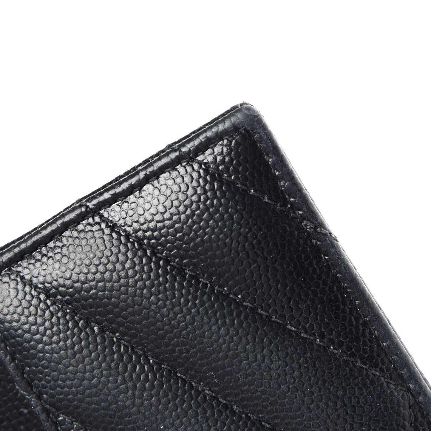 Grain De Poudre Matelasse Chevron Monogram Credit Card Case Black