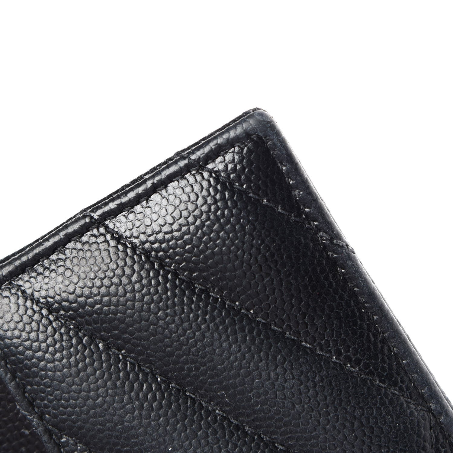 Saint Laurent Grain De Poudre Matelasse Chevron Monogram Credit Card Case Black 11 of 16