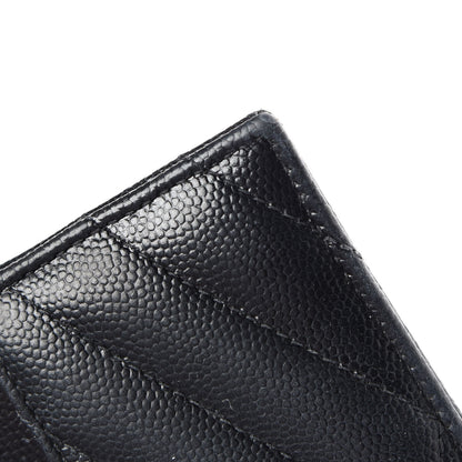 Saint Laurent Grain De Poudre Matelasse Chevron Monogram Credit Card Case Black 11 of 16