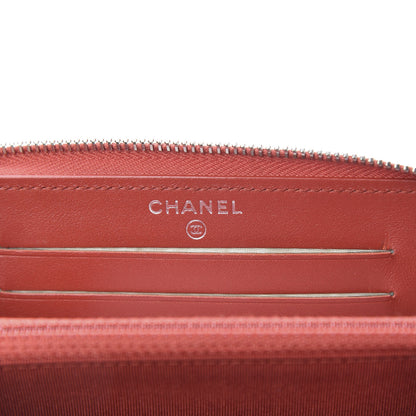 Chanel Caviar Quilted Medium Zip Around Wallet Red 6 of 12