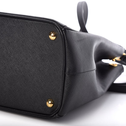 Prada Saffiano Crocodile Medium Galleria Double Zip Tote Black Rosso 6 of 8