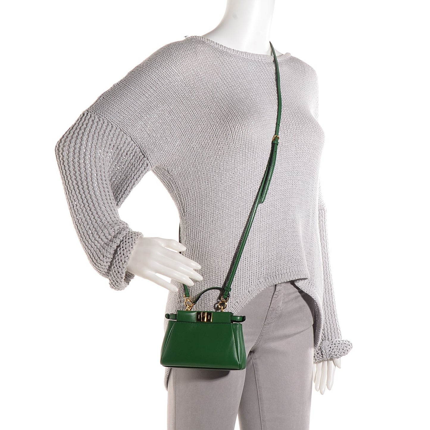 Shiny Nappa Micro Peekaboo Iconic Satchel Verde Smeraldo