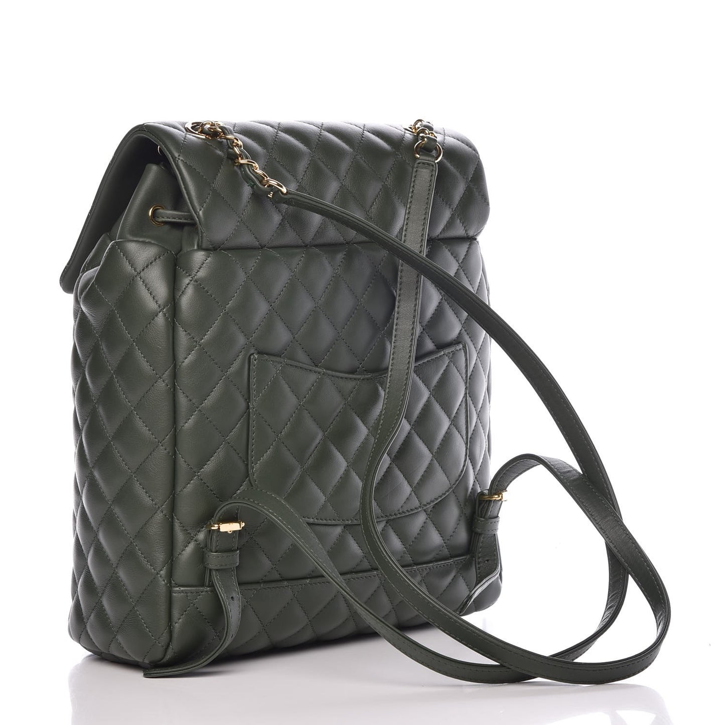 Lambskin Quilted Large Urban Spirit Backpack Dark Green