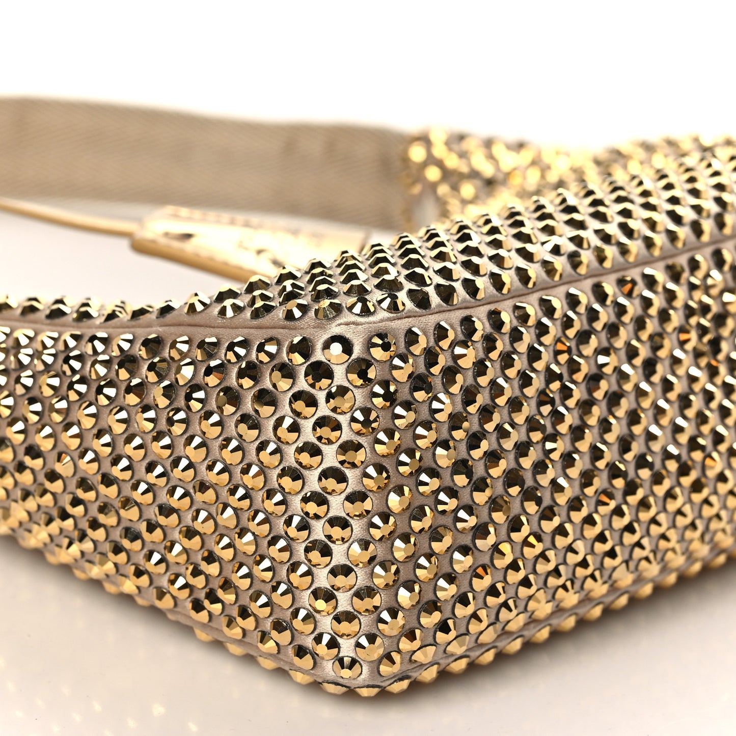 Satin Crystal Mini Re-Edition 2000 Bag Platino