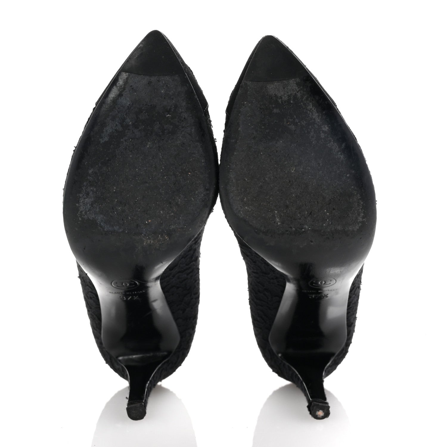 Chanel Lace Camellia CC Pumps 37.5 Black 6 of 9