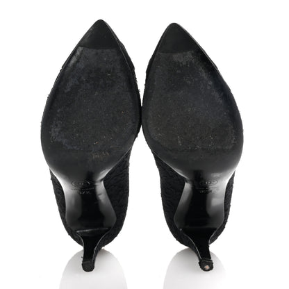 Chanel Lace Camellia CC Pumps 37.5 Black 6 of 9