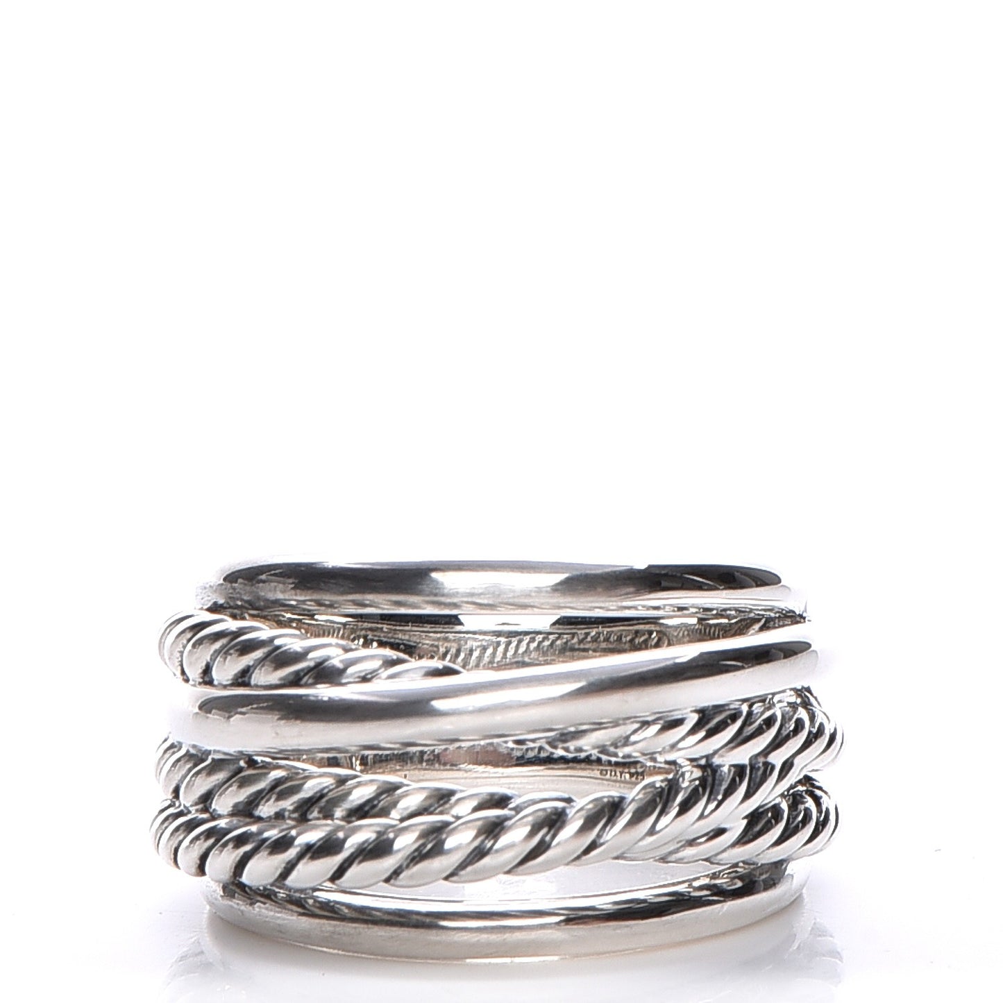 Sterling Silver 15mm Narrow Crossover Cable Ring 57 8