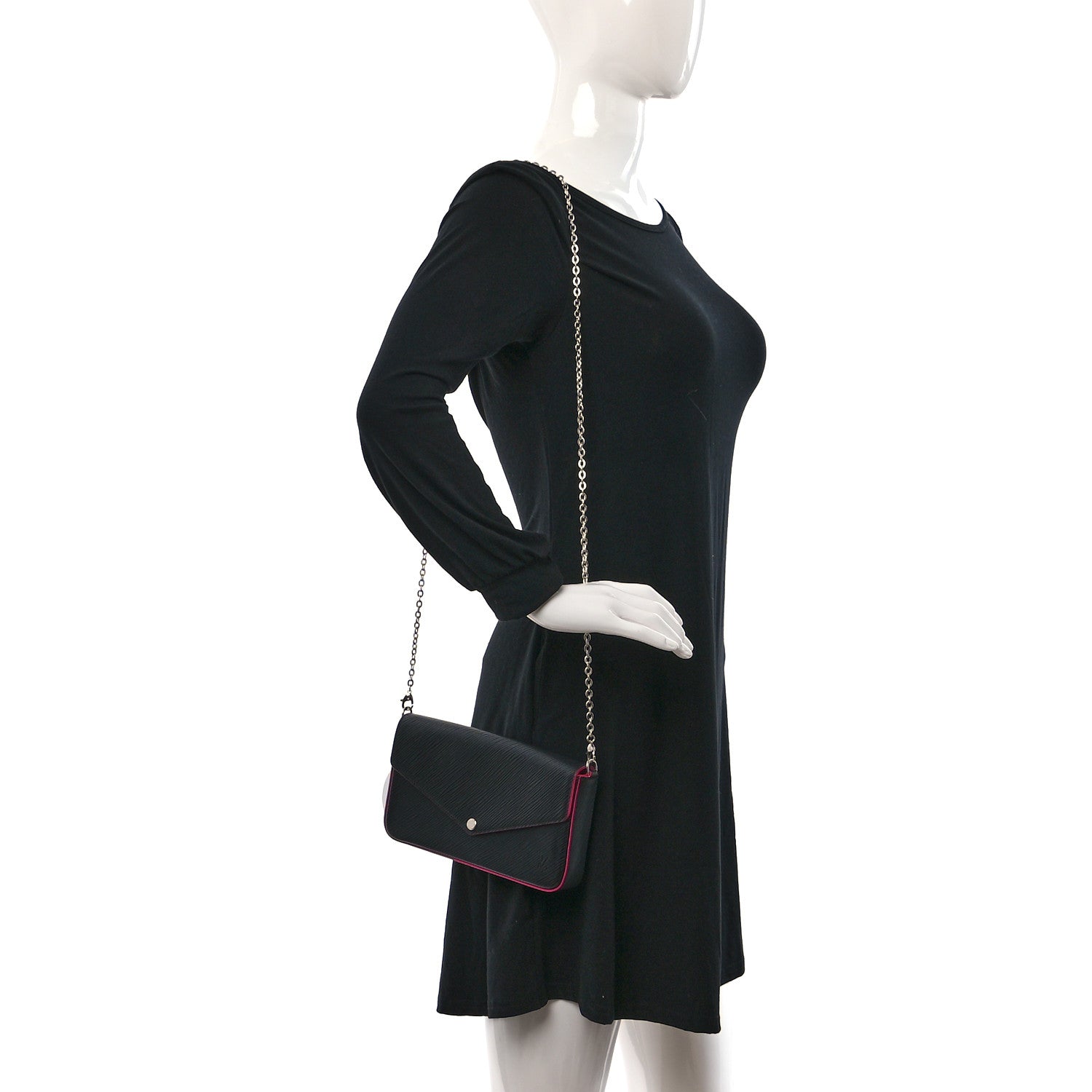 Louis Vuitton Epi Pochette Felicie Black Hot Pink 2 of 9