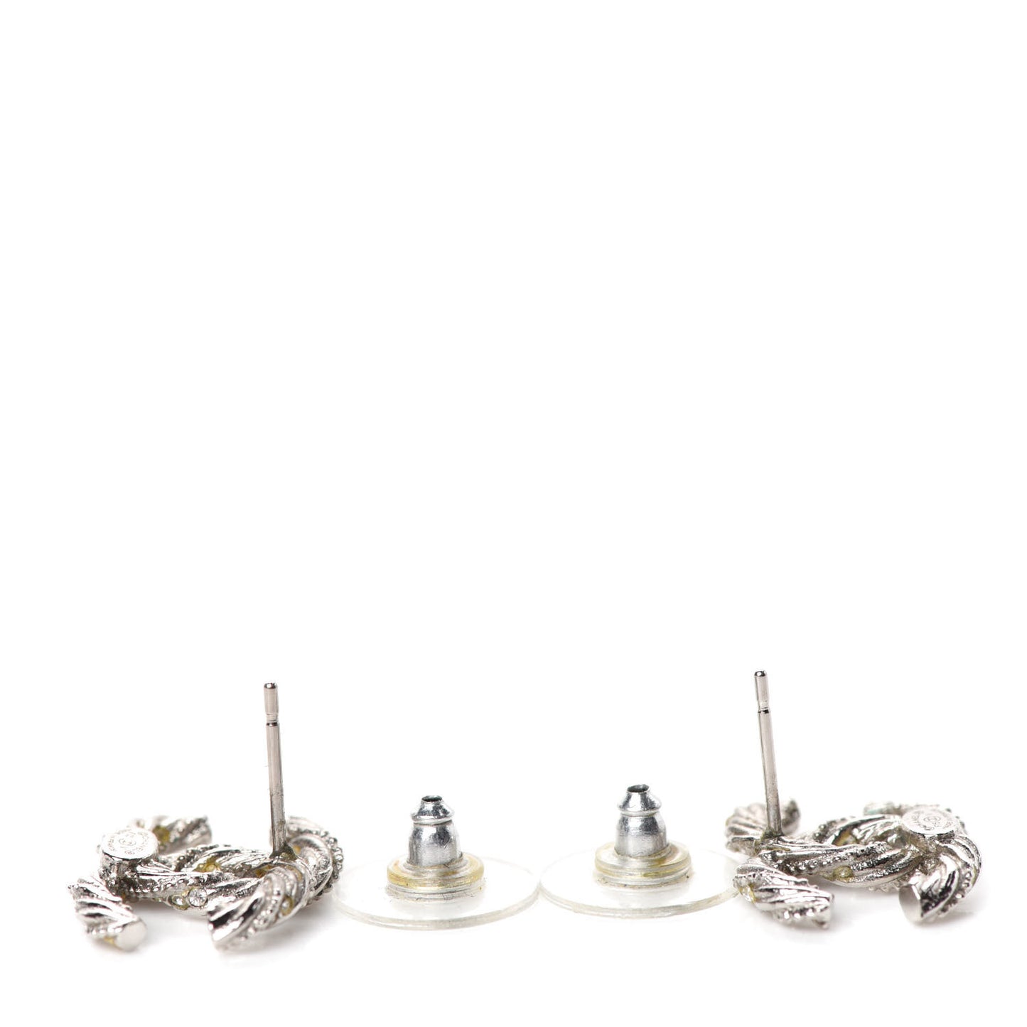 Crystal CC Twisted Earrings Silver