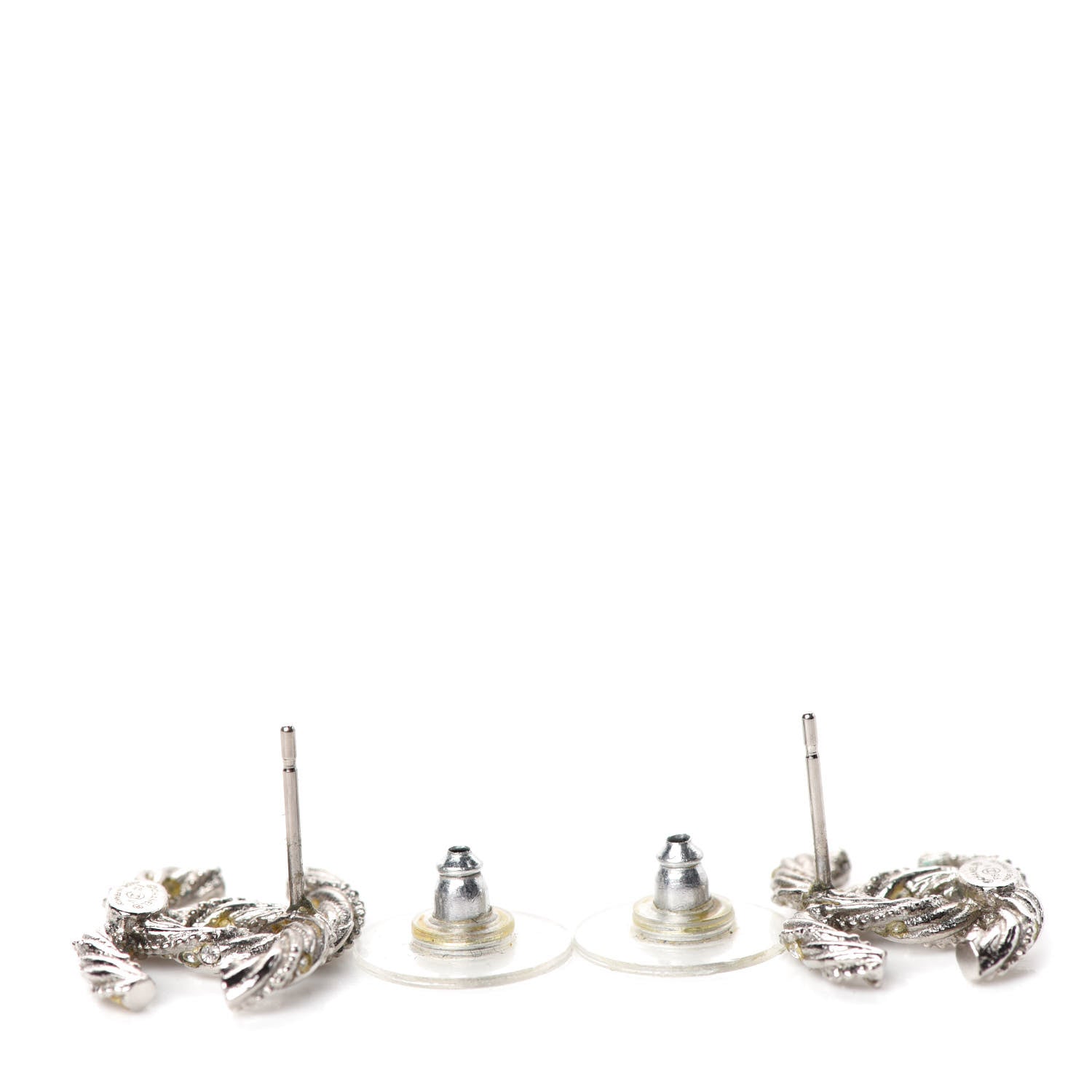 Chanel Crystal CC Twisted Earrings Silver 3 of 4