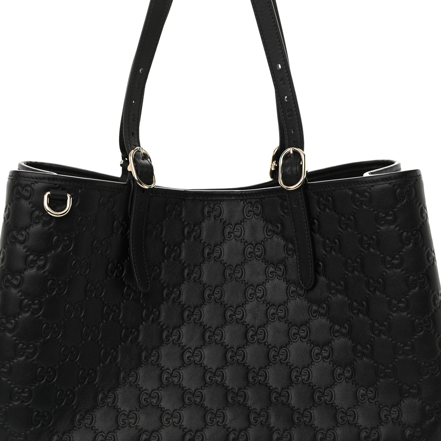 Gucci GG Calfskin Embossed Calfskin Large Tote Bag Black 8 of 12