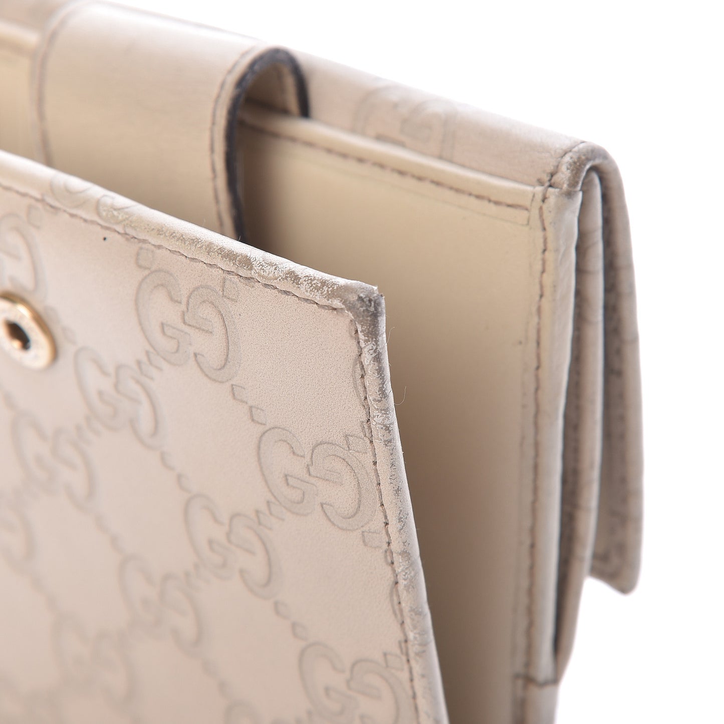 Guccissima Icon Bar French Flap Wallet White