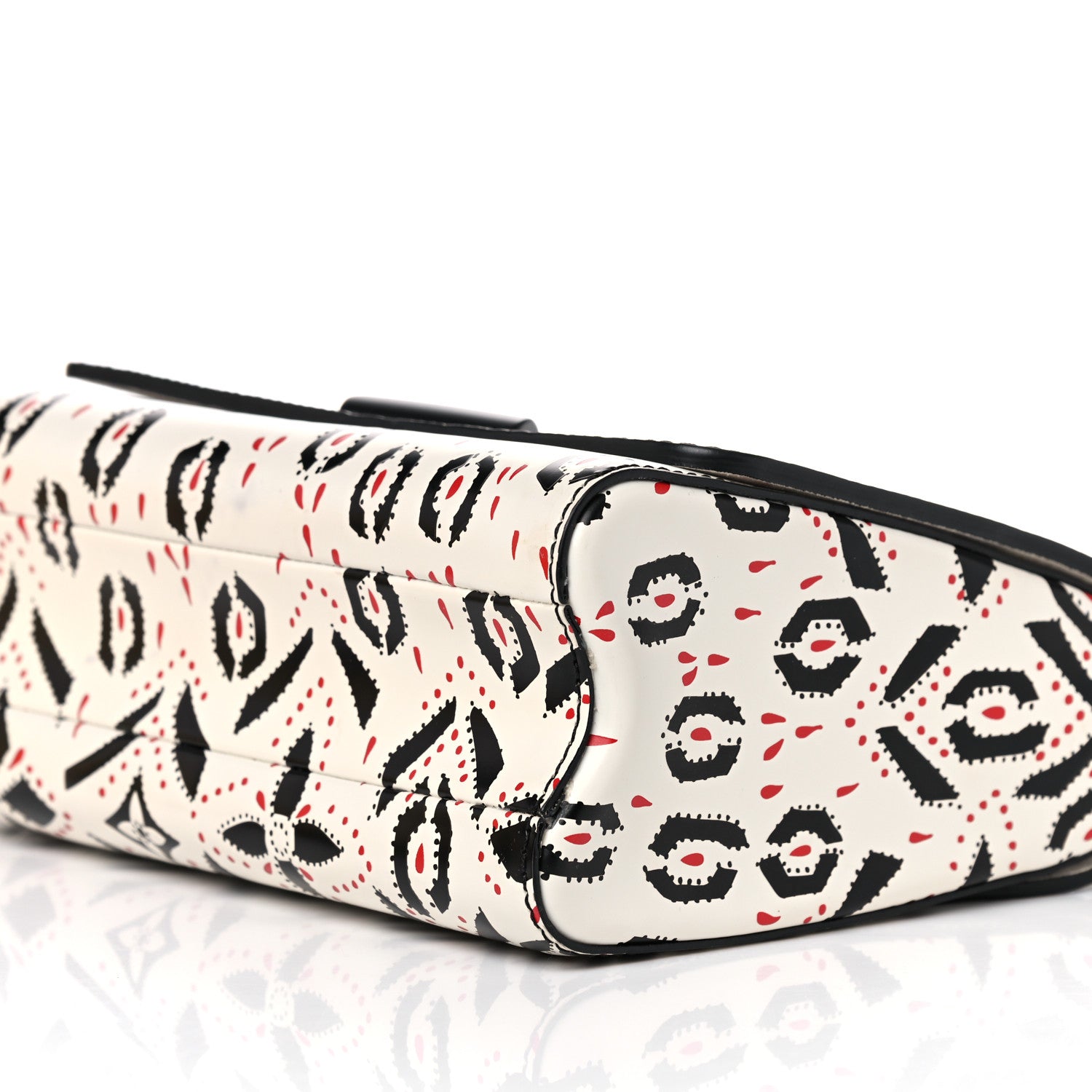 Louis Vuitton Calfskin Graphic Print Twist Shoulder Bag MM White Black 8 of 12