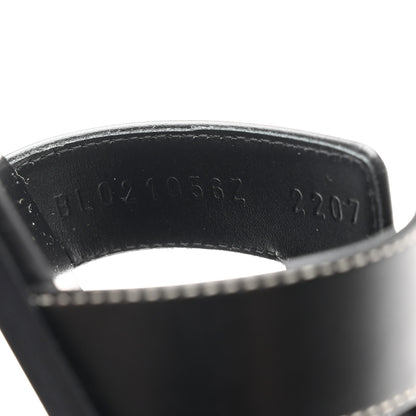 Hermes Box Calfskin Oran Sandals 37.5 Black 6 of 9
