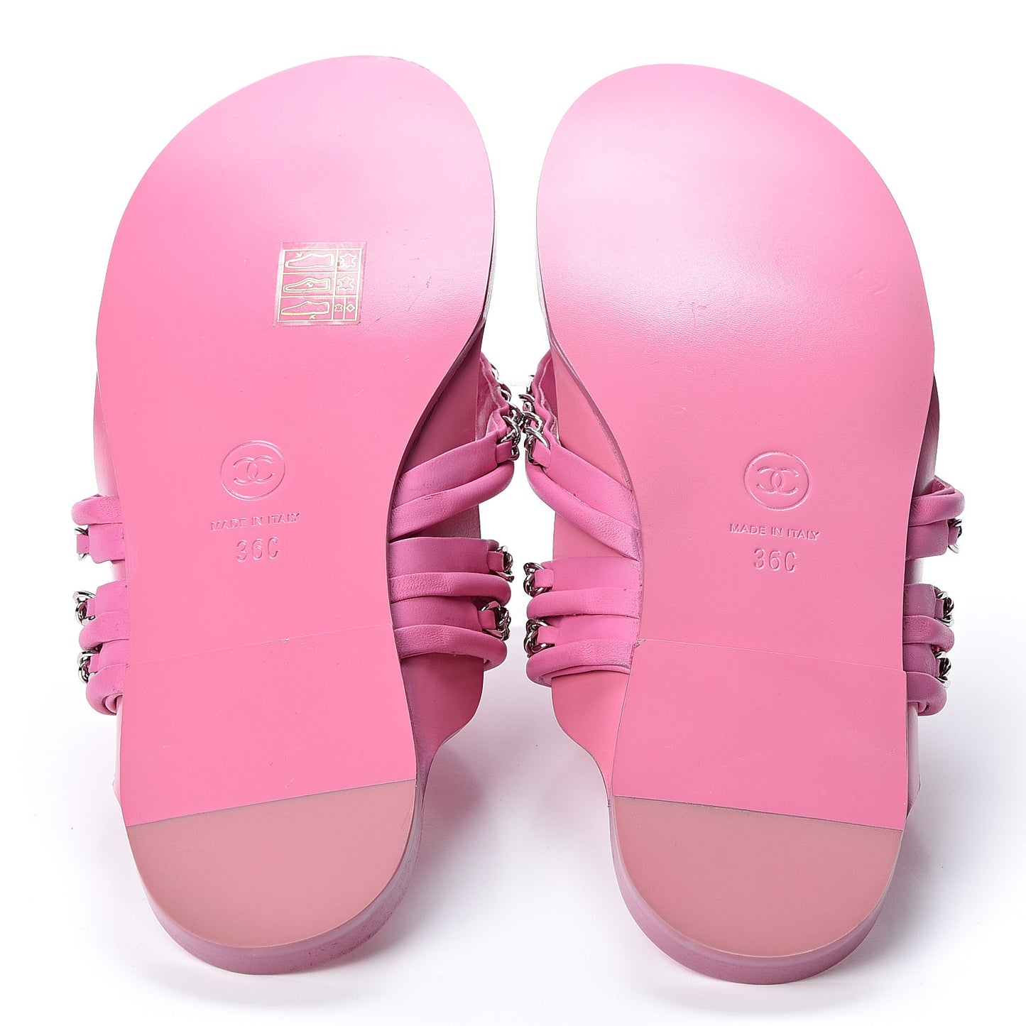 Calfskin Chain CC Thong Flat Sandals 36 Pink