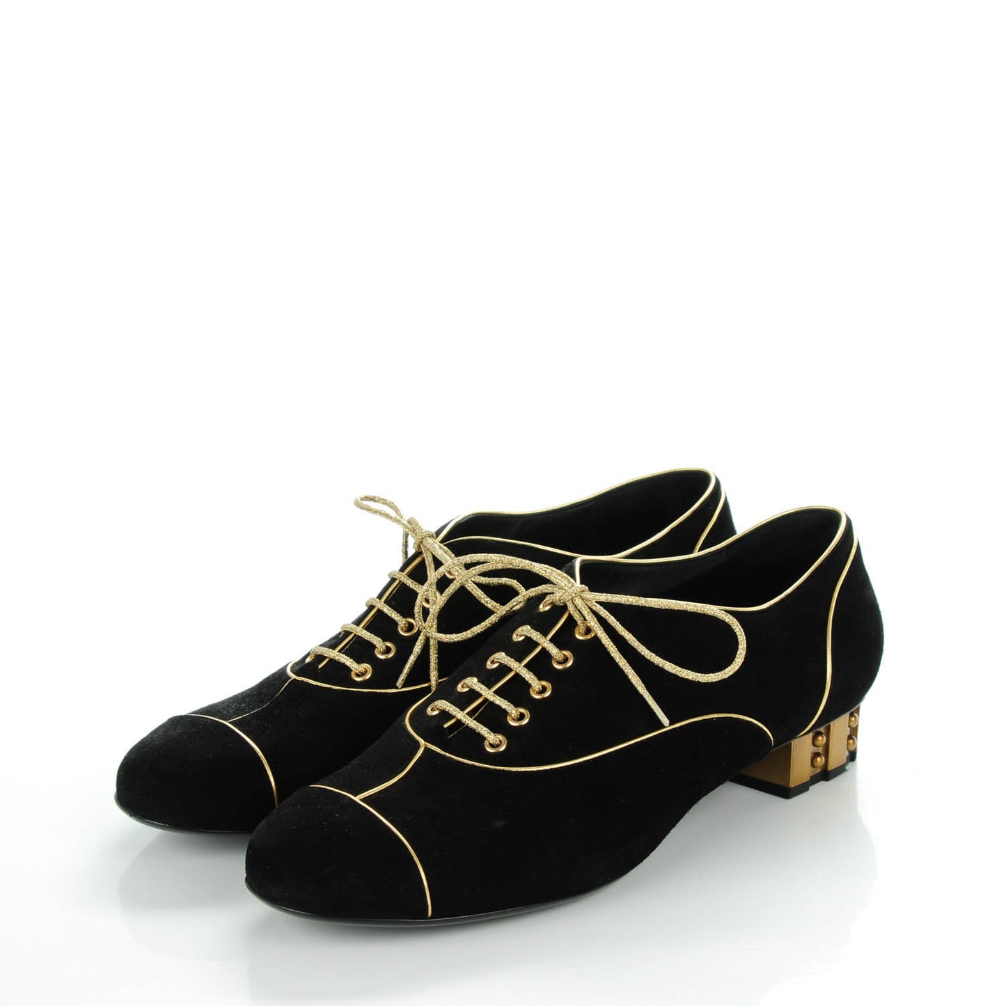 Suede Lace Up Oxfords 40.5 Black Gold