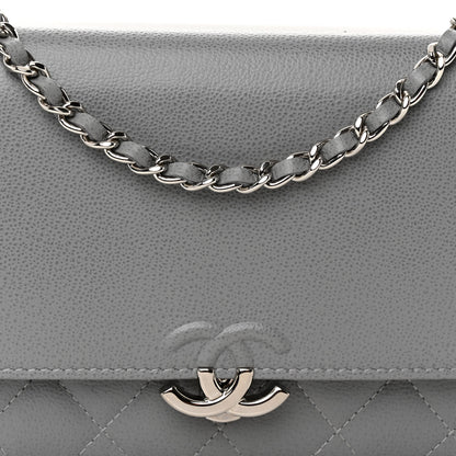 Chanel Grained Calfskin Quilted CC Box Wallet On Chain WOC Grey 9 of 11