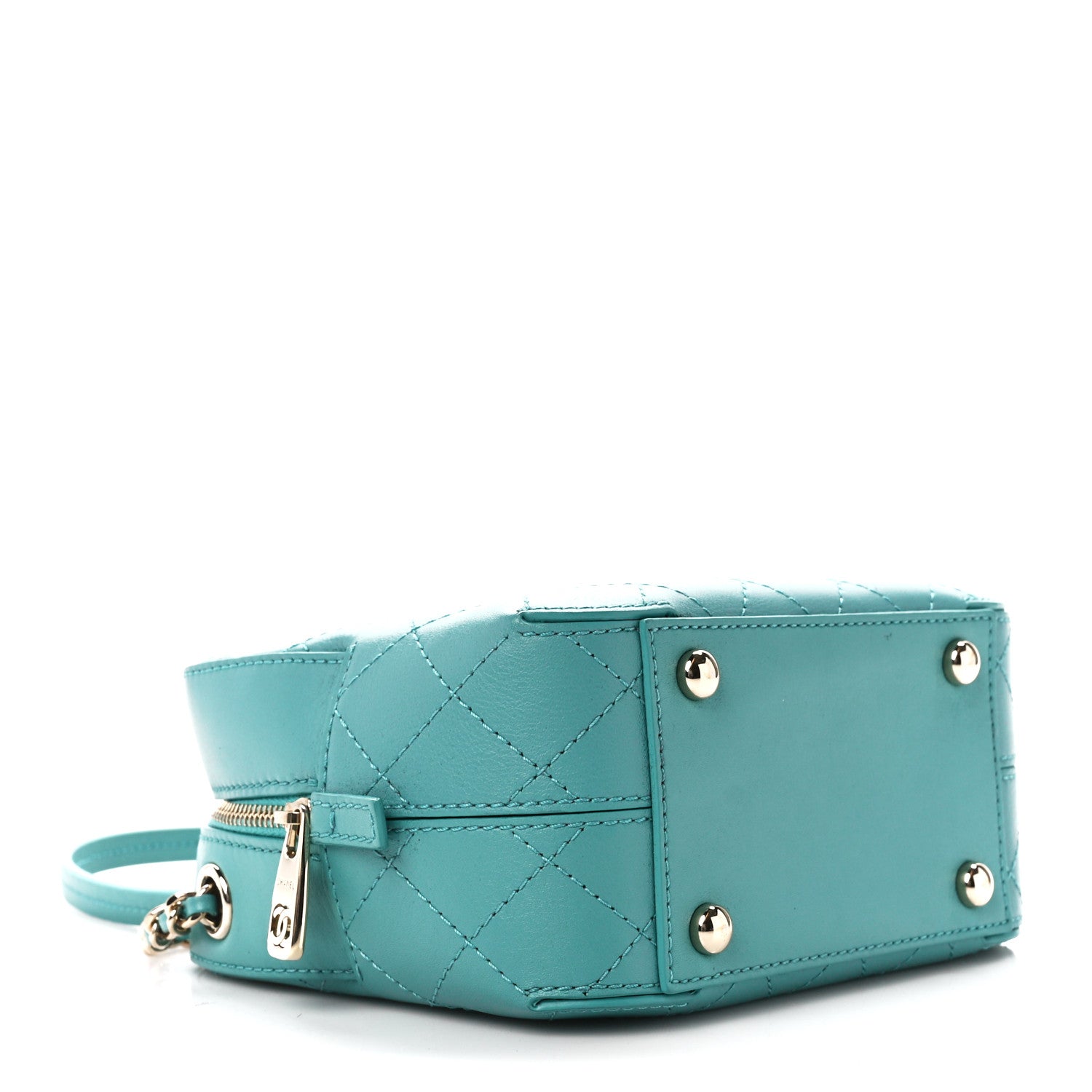 Chanel Calfskin Stitched Enamel CC Camera Case Bag Green 4 of 9