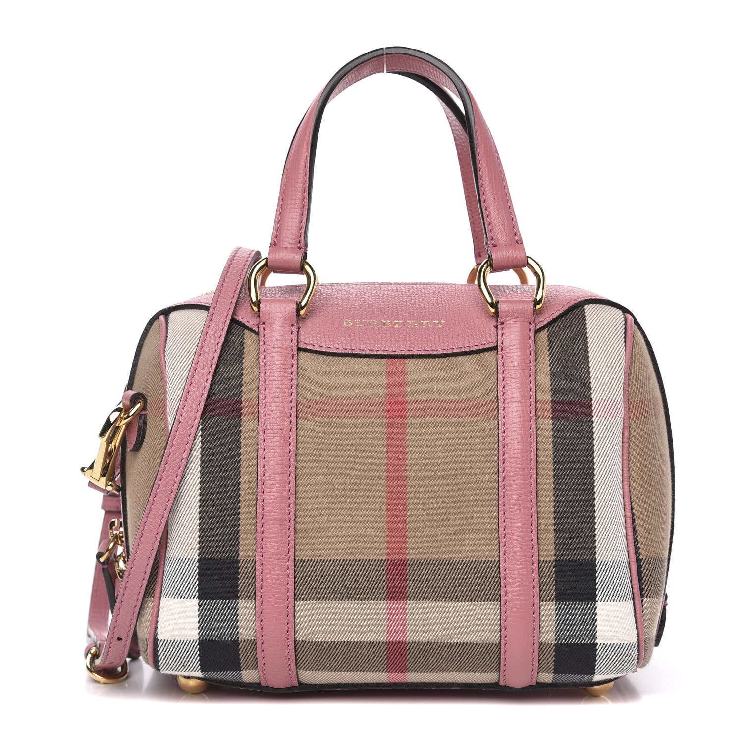 Burberry House Check Derby Calfskin Small Alchester Bowling Bag Mauve Pink 1 of 9