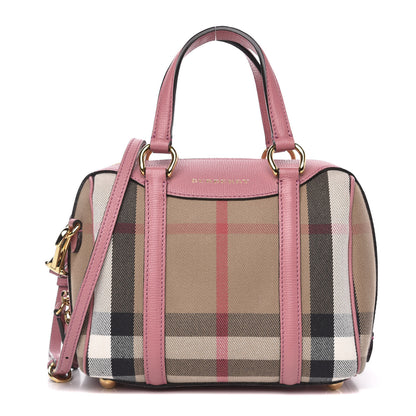 Burberry House Check Derby Calfskin Small Alchester Bowling Bag Mauve Pink 1 of 9