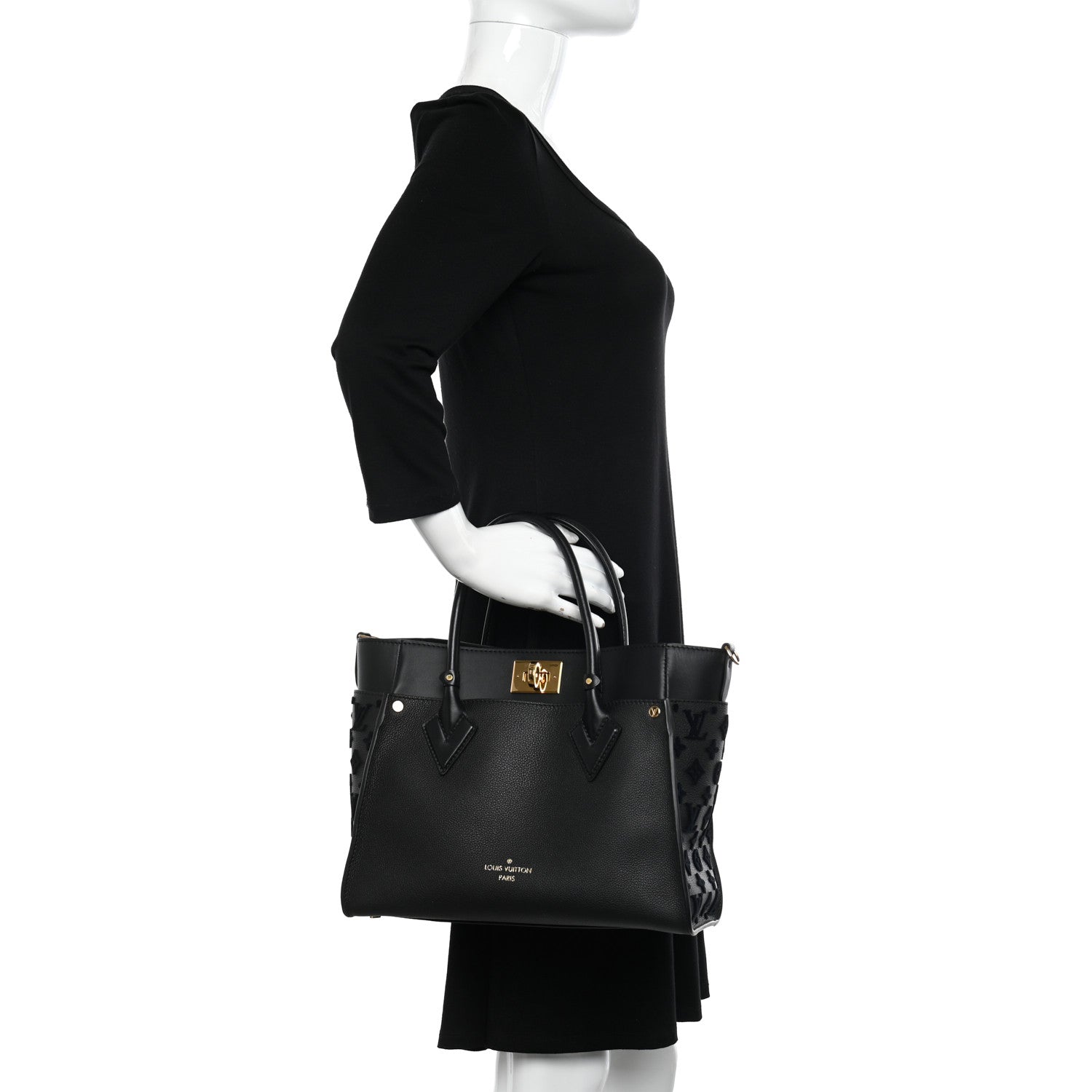 Louis Vuitton Calfskin Monogram Tufting On My Side Black 2 of 9