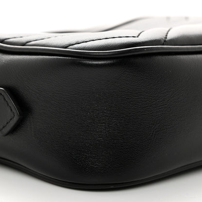 Gucci Calfskin Matelasse Mini GG Marmont Chain Shoulder Bag Black 9 of 11