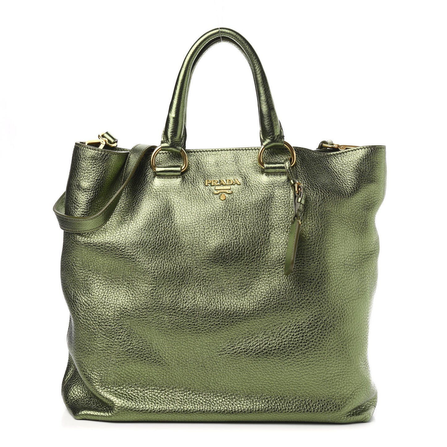 Metallic Vitello Daino Shopping Tote Green