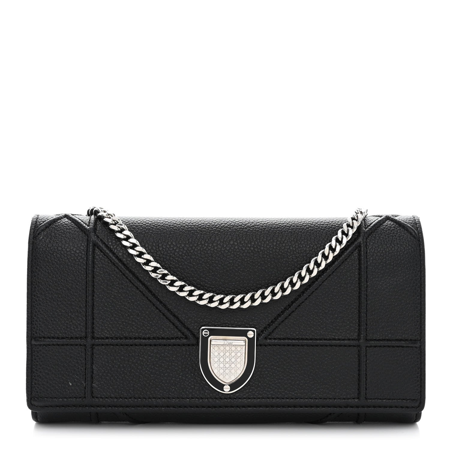 Christian Dior Grained Calfskin Diorama Croisiere Chain Wallet Black 1 of 13