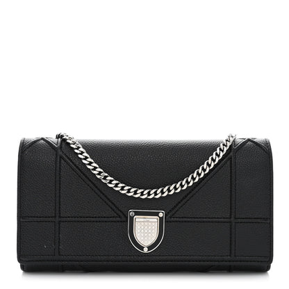 Christian Dior Grained Calfskin Diorama Croisiere Chain Wallet Black 1 of 13