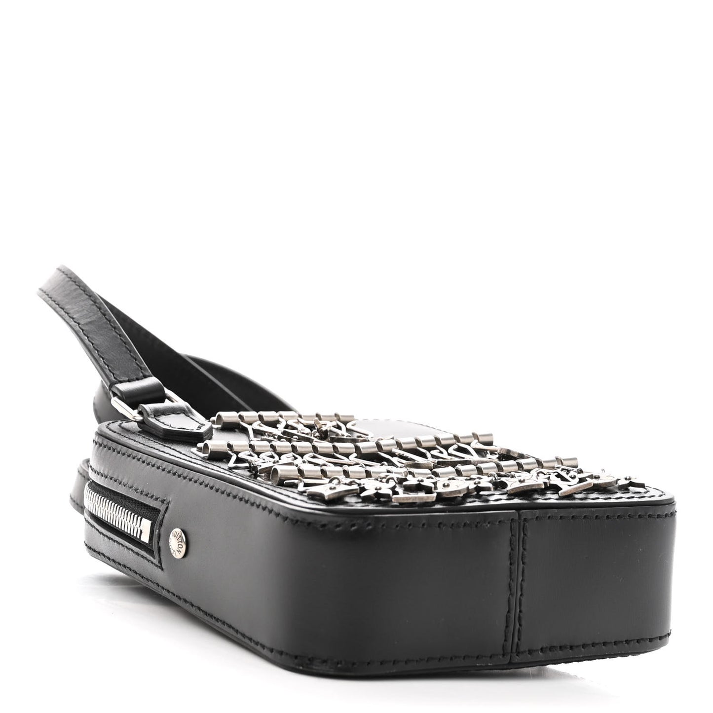 Calfskin Flower Charms Danube Messenger Black