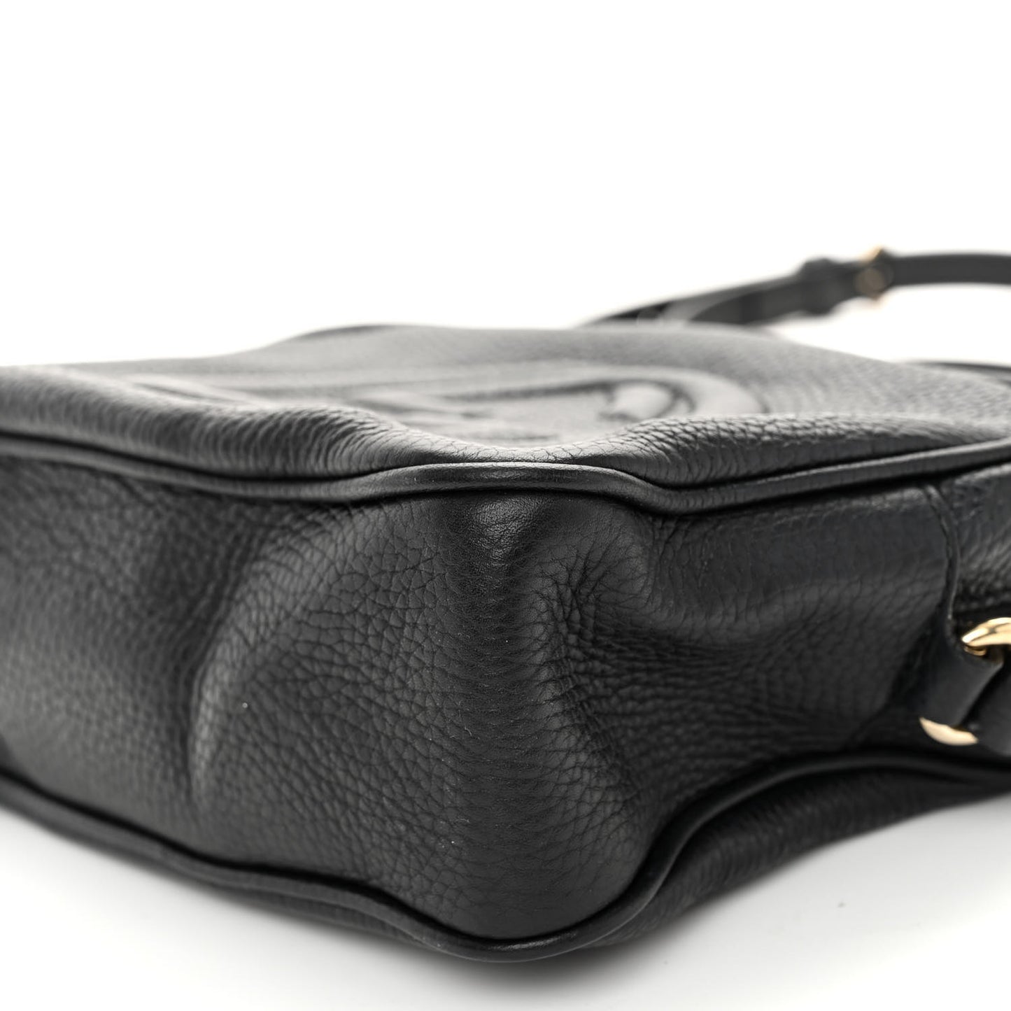 Pebbled Calfskin Small Soho Disco Bag Black