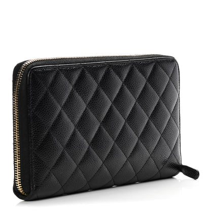 Chanel Caviar Quilted Large Zip Around Organizer Wallet Black 3 of 13