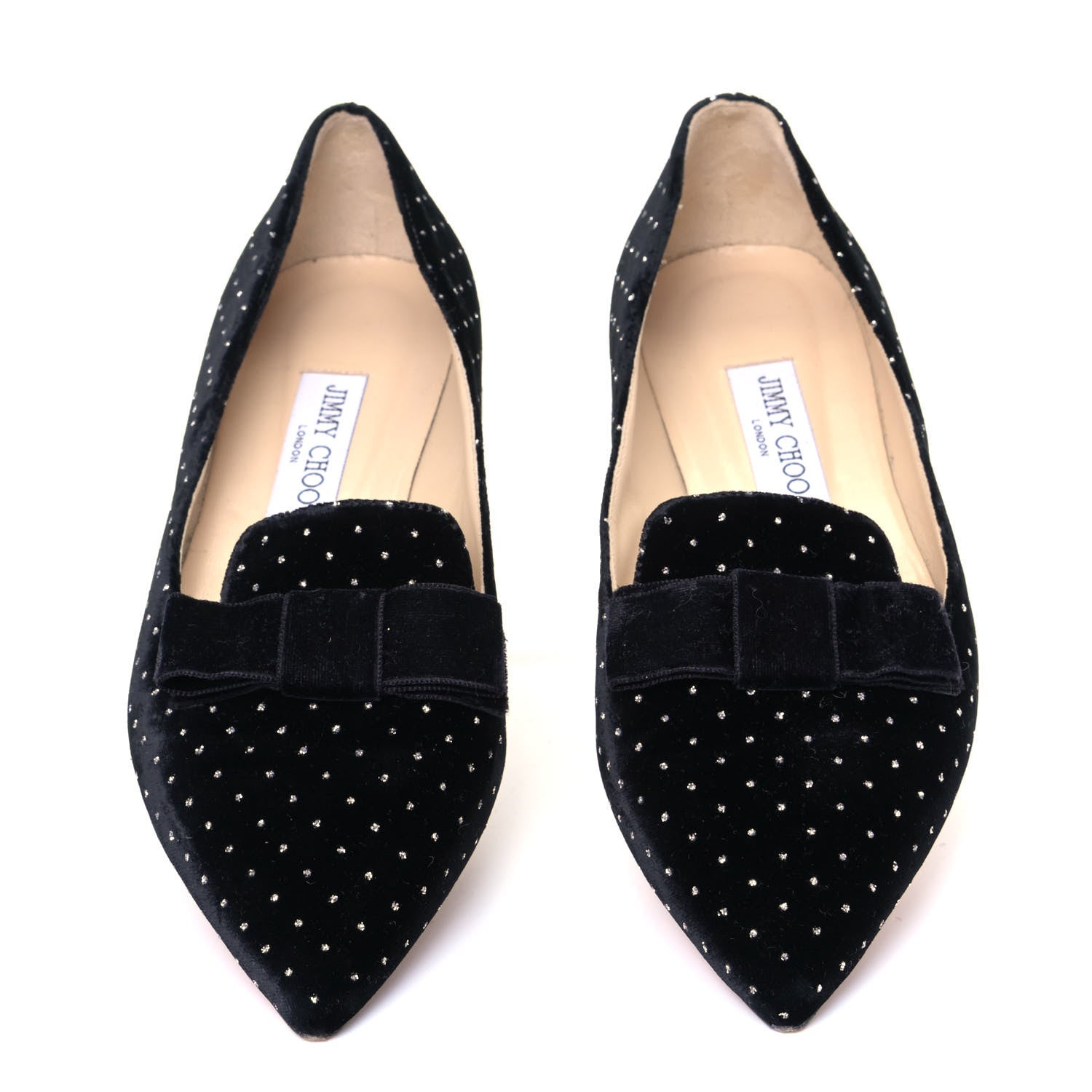 Jimmy Choo Velvet Ministud Gala Bow Flats 39 Black 2 of 11