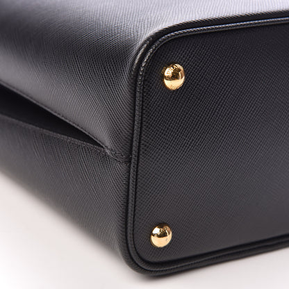 Prada Saffiano Cuir Medium Panier Bucket Bag Black Fuoco 8 of 9
