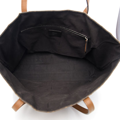 Fendi Glazed Fabric Vitello Century FF 1974 Stamp Patch Shopping Tote Mogano Panna Caramello 4 of 12