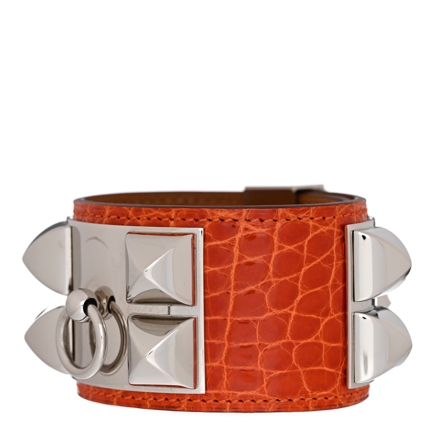 Hermes Shiny Alligator Collier De Chien CDC Bracelet S Mississippi Orange 1 of 6
