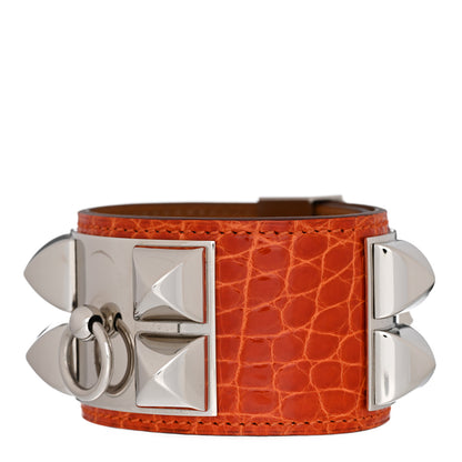 Hermes Shiny Alligator Collier De Chien CDC Bracelet S Mississippi Orange 1 of 6