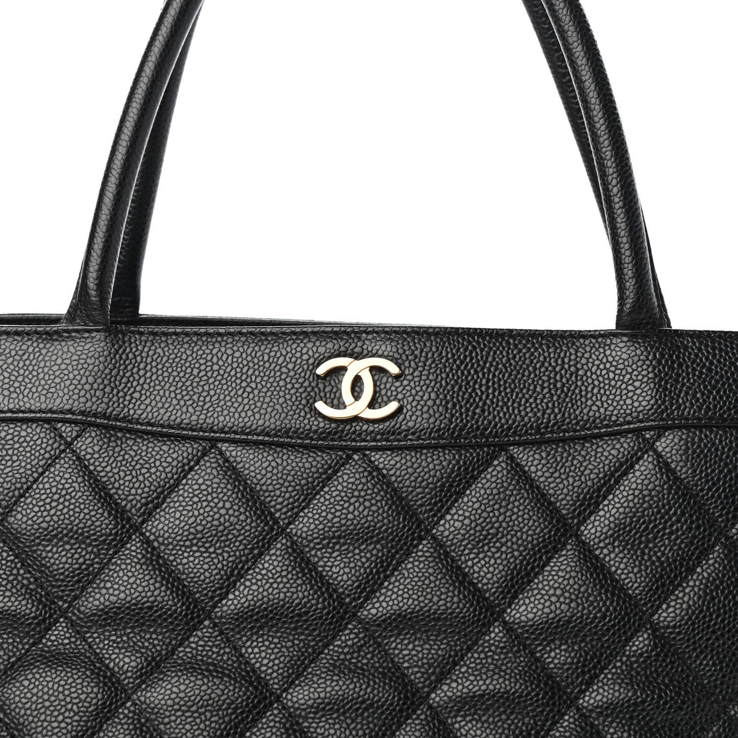 Caviar Quilted CC Shopping Tote Black
