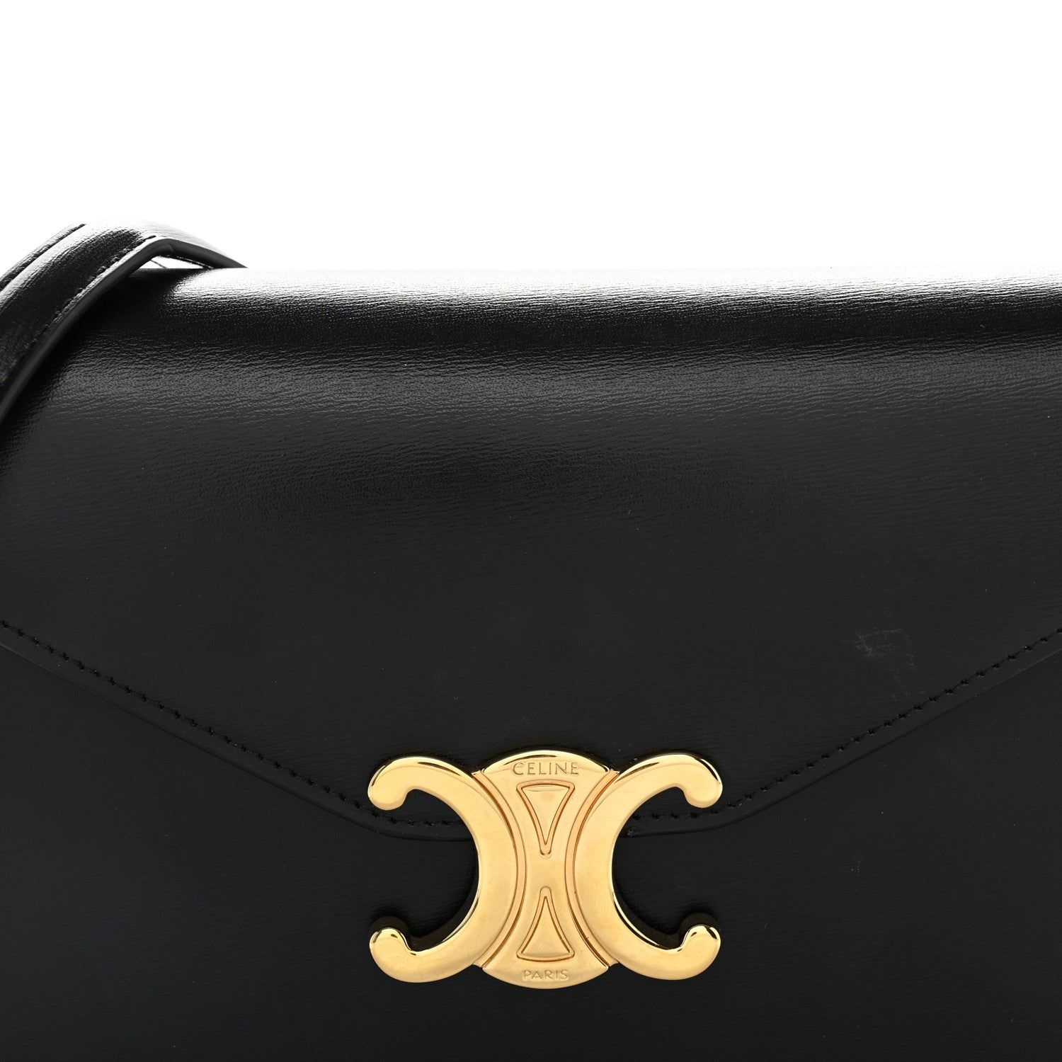 Celine Shiny Calfskin Triomphe Margo Wallet on Chain Black 8 of 12