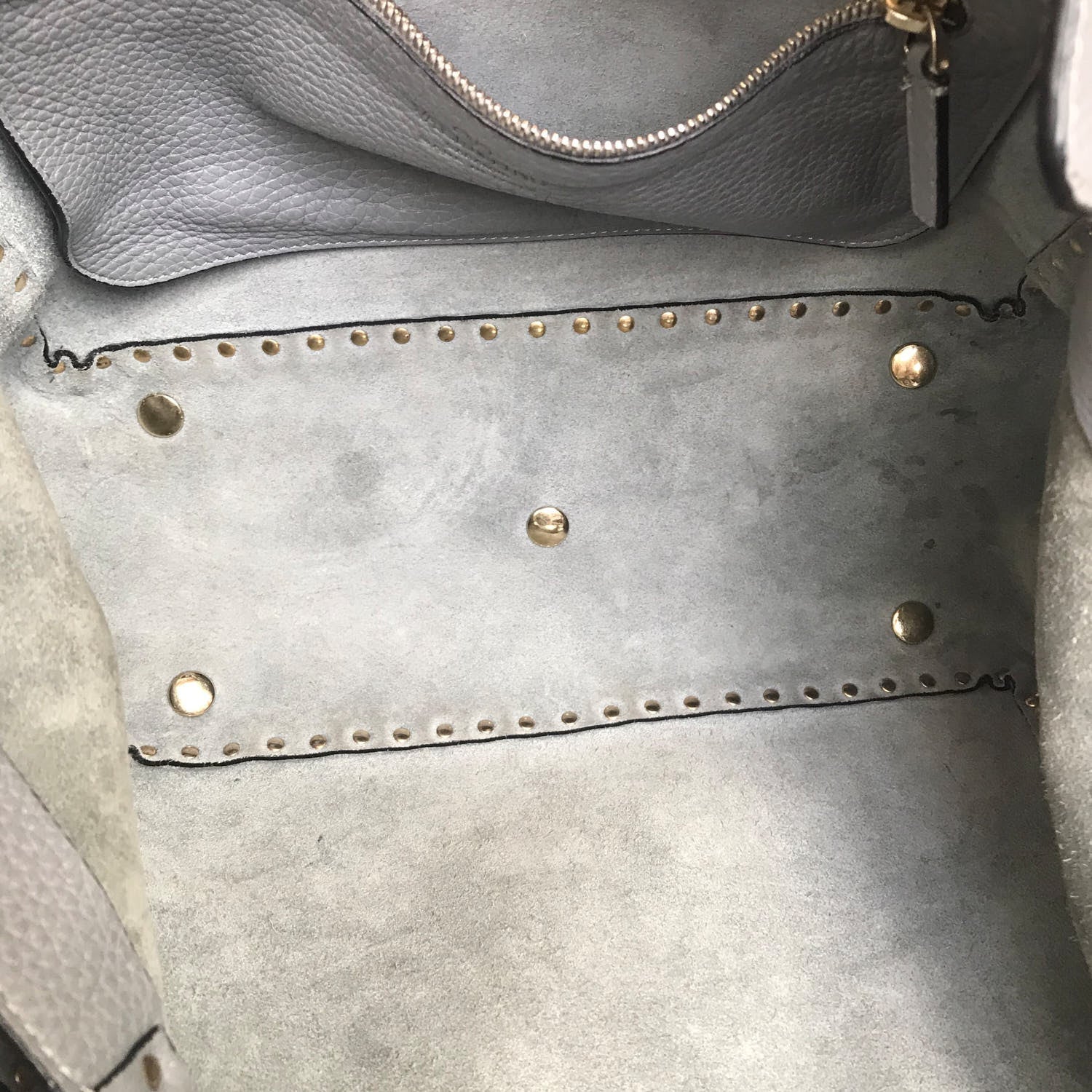 Valentino Garavani Pebbled Calfskin Medium Rockstud Tote Grey 14 of 15