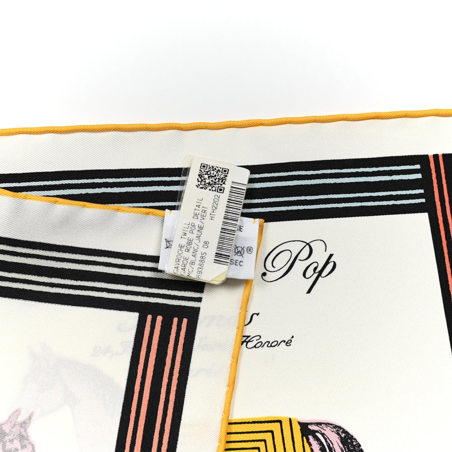 Silk Garde Robe Pop Detail Pocket Square White Jaune Vert