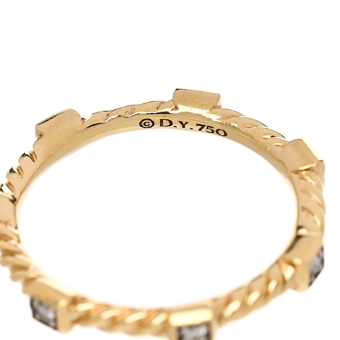 18K Yellow Gold Diamond Cable Collectibles Stack Ring 51 5.75