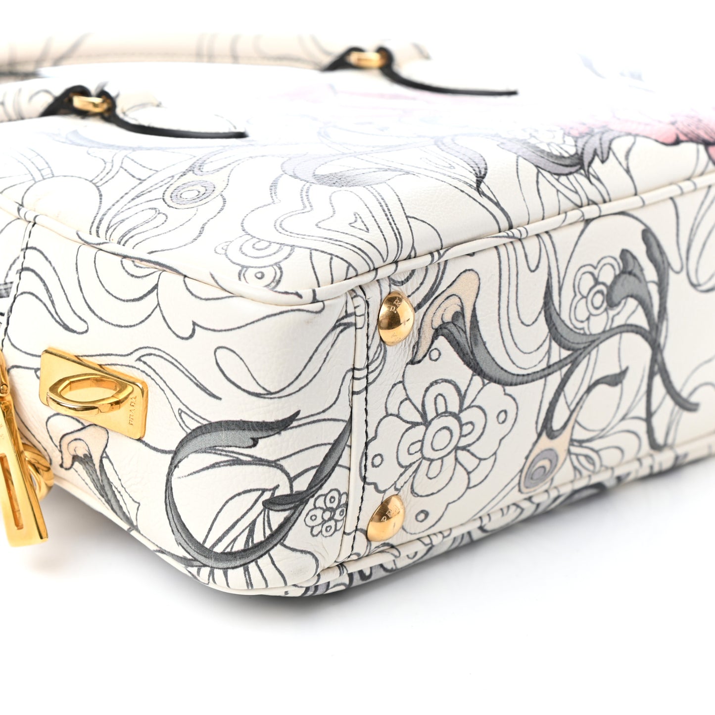 X JAMES JEAN Glace Calfskin Rabbit Print Bauletto Opaline