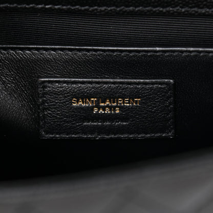 Saint Laurent Grain De Poudre Textured Mixed Matelasse Triquilt Medium Monogram Satchel Black 6 of 8